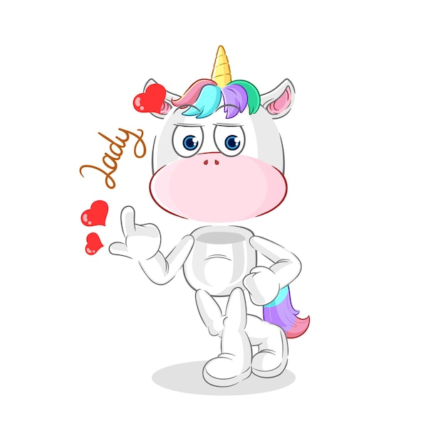 Unicornio coqueteando ilustración vector de caracteres
