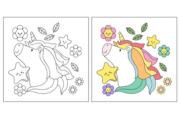 Unicornio dibujado a mano Página para colorear 9