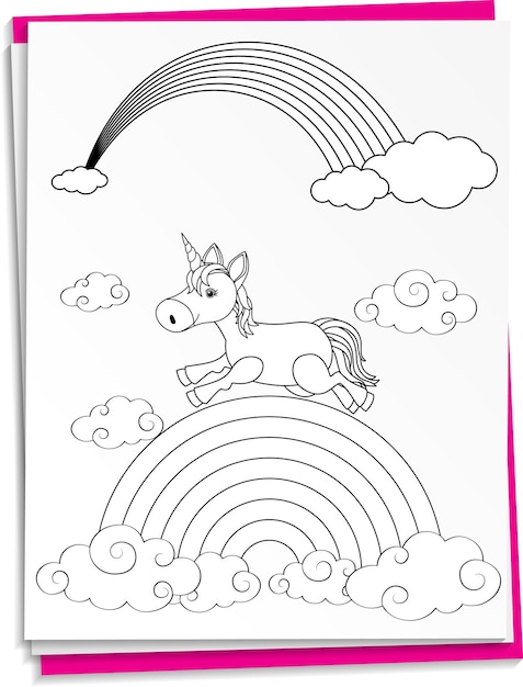 Unicornio dibujado a mano sobre papel