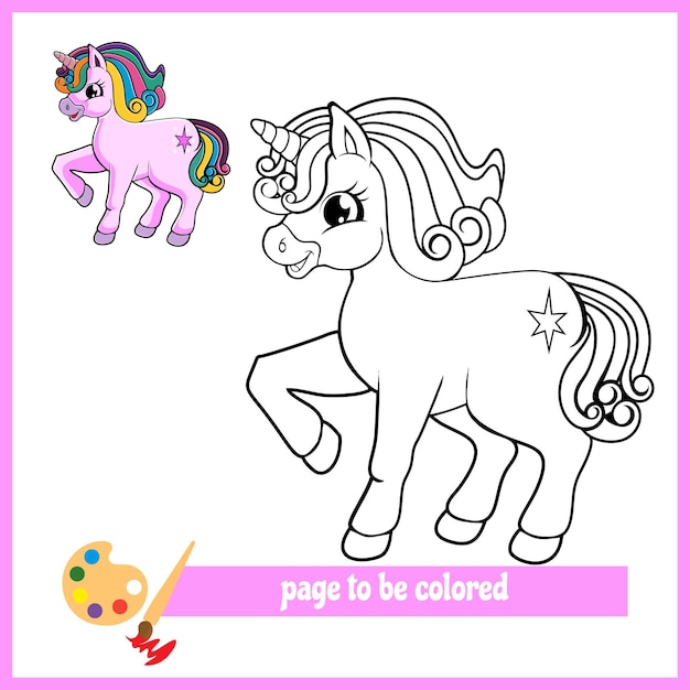 Unicornio de dibujos animados 2 para colorear