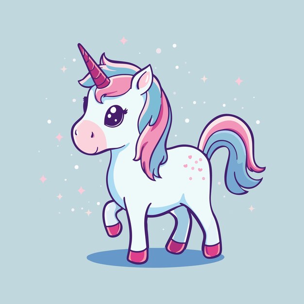 Vector unicornio de dibujos animados con icono vectorial