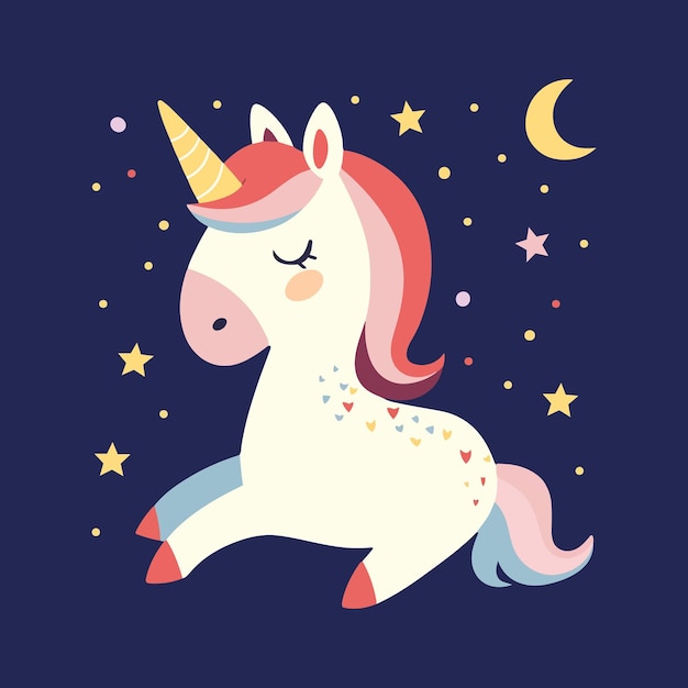 Vector unicornio de dibujos animados con icono vectorial