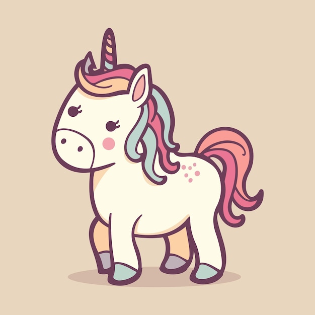 Vector unicornio de dibujos animados con icono vectorial