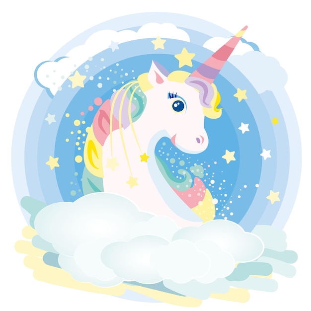 Vector unicornio de dibujos animados