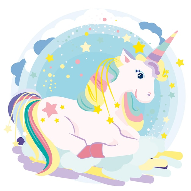 Vector unicornio de dibujos animados