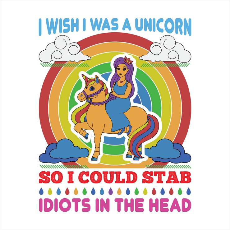 Vector unicornio para diseño de camiseta de tipografía