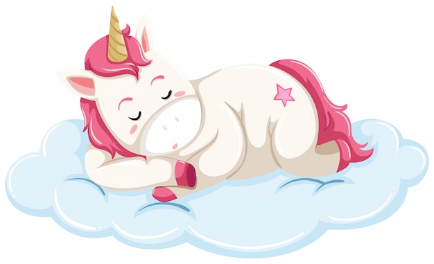 Vector unicornio durmiendo en la nube