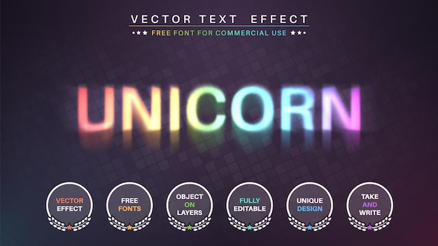 Unicornio editar efecto de texto estilo de fuente editable