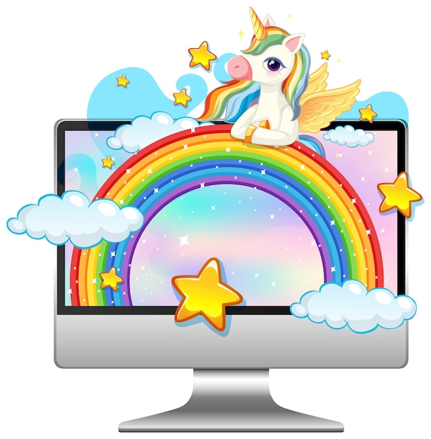 Unicornio en el escritorio de la computadora portátil