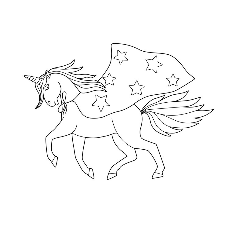 Vector un unicornio con estrellas en la espalda.