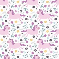 Vector unicornio y flores ilustración de vector de patrones sin fisuras