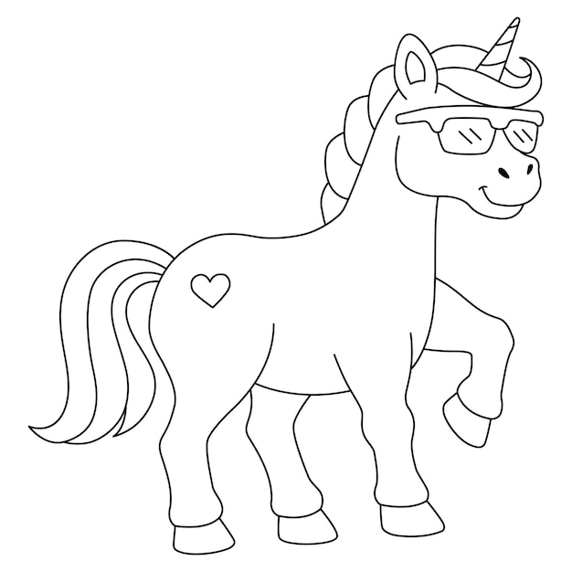 Unicornio con gafas de sol Página para colorear para niños