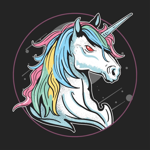 Unicornio hermoso grunge pelo color sólido