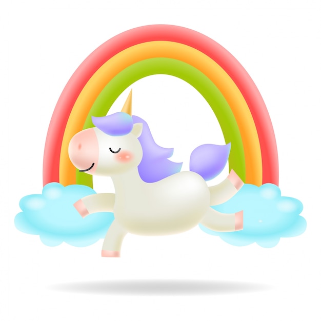 Vector unicornio con ilustración de arco iris