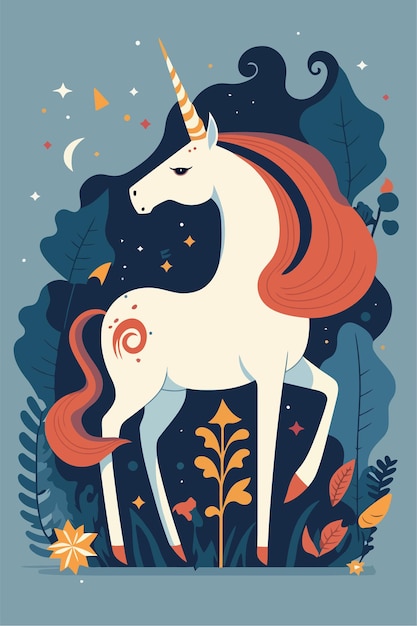 Unicornio ilustración vectorial en estilo plano estilo de dibujos animados