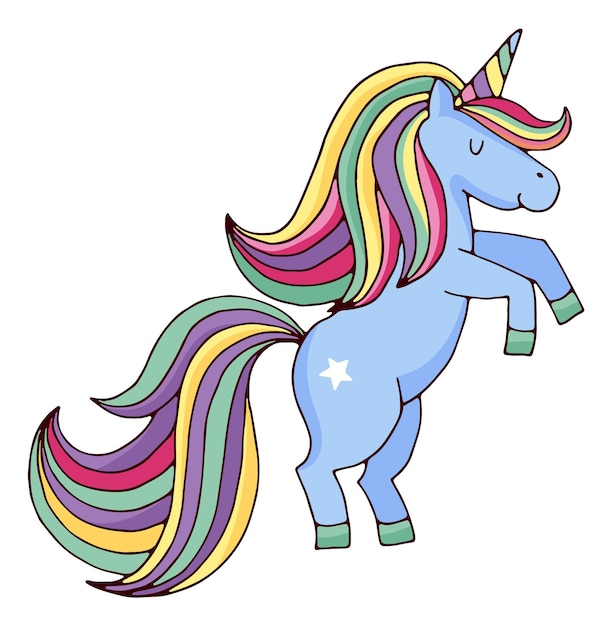 Unicornio lindo. caballo de arco iris de dibujos animados. animal de fantasía