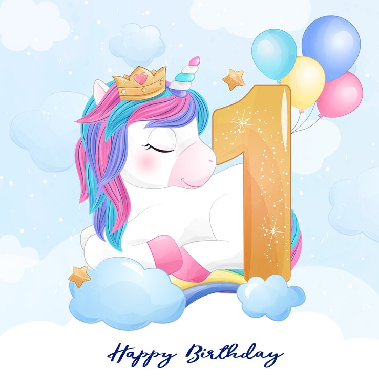 Vector unicornio lindo doodle con ilustración de numeración