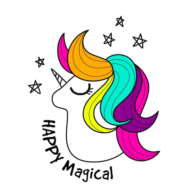 Unicornio lindo. Ilustración vectorial de personaje de dibujos animados.