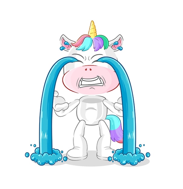 Unicornio llorando ilustración vector de caracteres