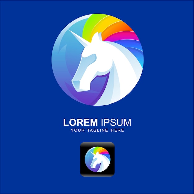 Unicornio logo vector estilo colorido