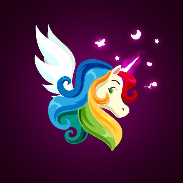 Vector unicornio mágico del arco iris