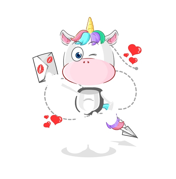 Unicornio mantenga vector de caracteres de ilustración de carta de amor