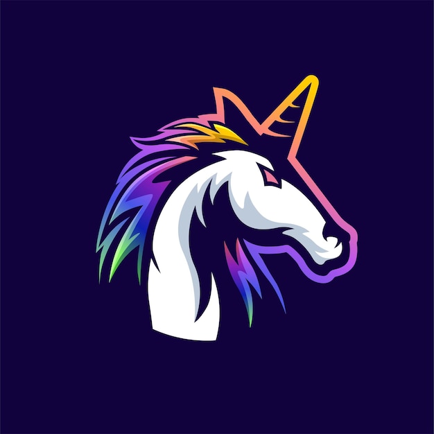 Unicornio Mascota Logo Diseño Plantilla Inspiración Ilustración Vectorial