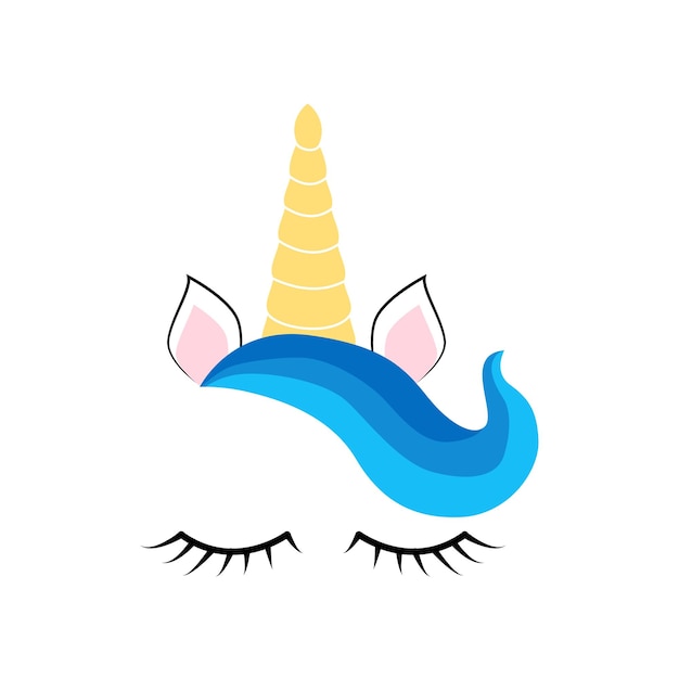 Vector unicornio minimalista cara cuerno lindo dormir