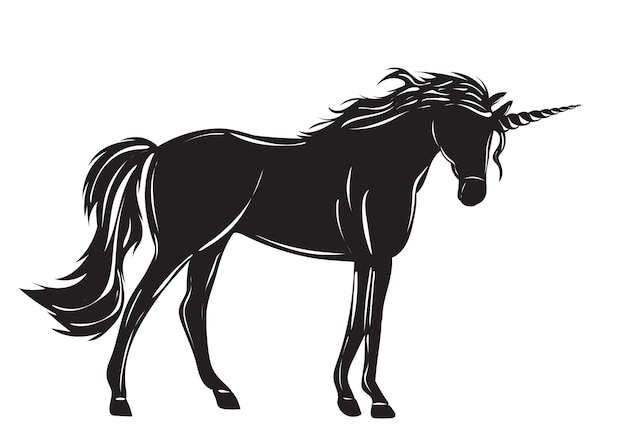 Unicornio negro silueta vector aislado