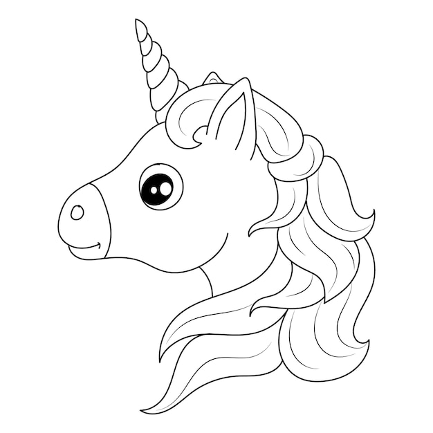 Unicornio niños Arte de línea para colorear página vector diseño imprimible en blanco para niños