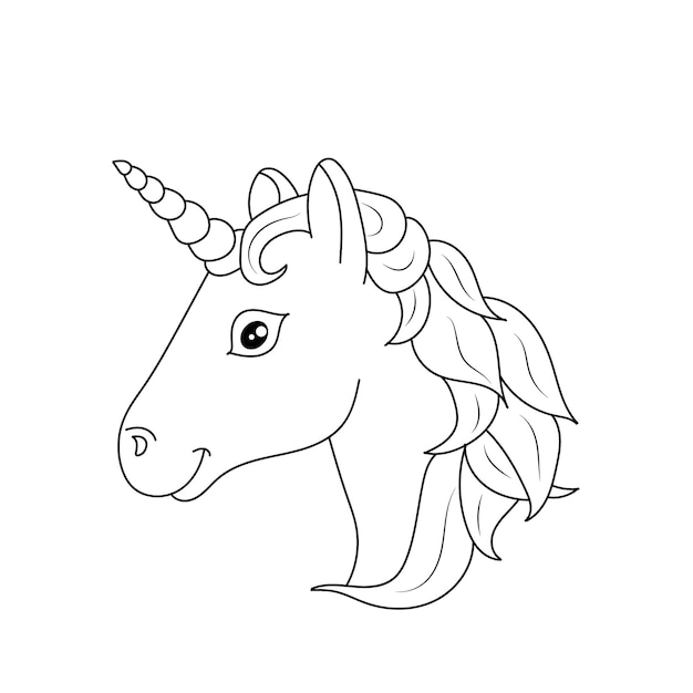 Unicornio niños para colorear página vector diseño imprimible en blanco para que los niños completen vector gratuito