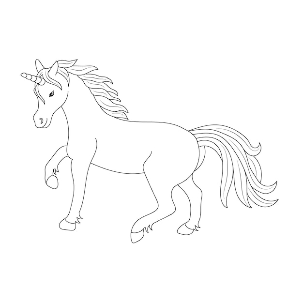 Unicornio niños para colorear página vector diseño imprimible en blanco para que los niños completen vector gratuito