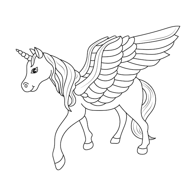 Unicornio niños para colorear página vector diseño imprimible en blanco para que los niños completen vector gratuito