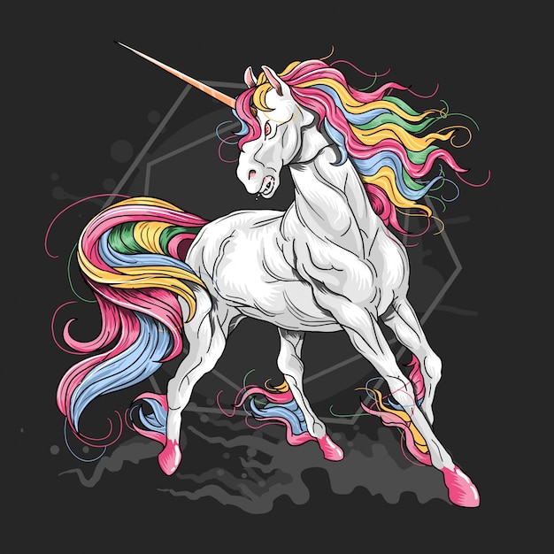 Unicornio pelo completo color majestuoso detalle vector