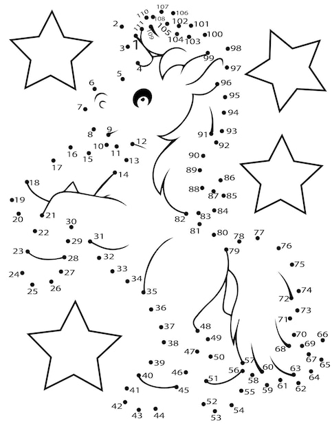 Unicornio Punto A Punto Página Para Colorear Para Niños