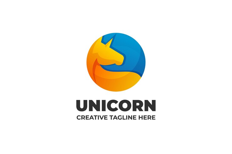 Vector unicornio silueta gradiente logotipo negocio