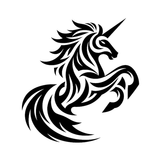 unicornio tatuaje tribal moderno arte de líneas abstractas de animales contorno minimalista vector