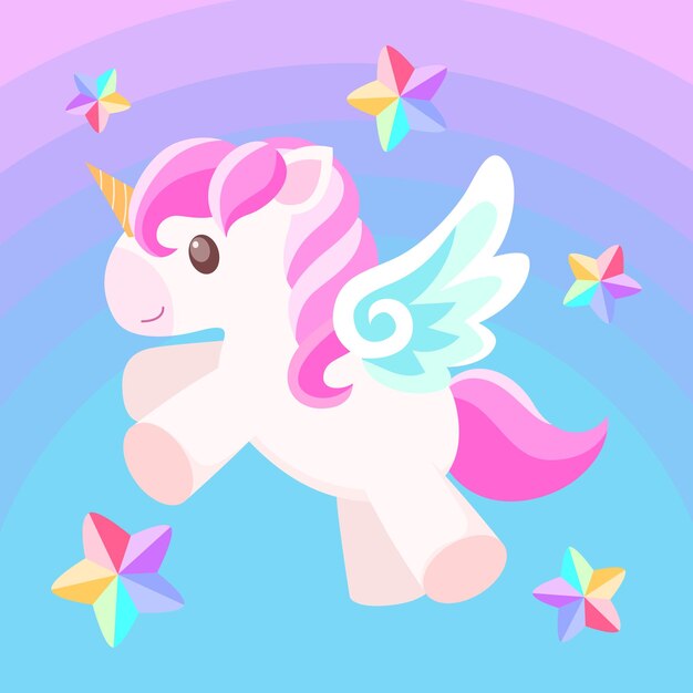 Vector unicornio vectorial con elementos mágicos