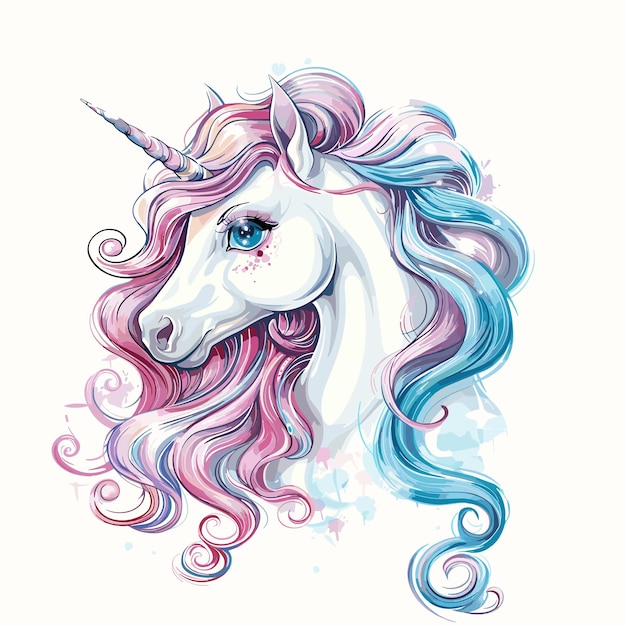 unicornio vectorial en fondo blanco IA generativa