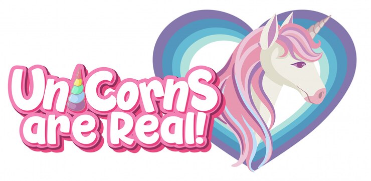 Los unicornios son un logotipo real en color pastel con un lindo unicornio en el marco del corazón