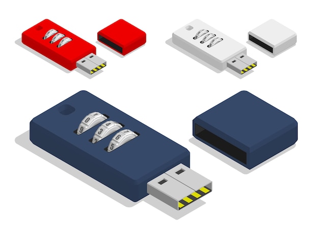 Unidad flash USB isométrica con bloqueo mecánico de combinación tarjeta de memoria USB Almacenamiento de información