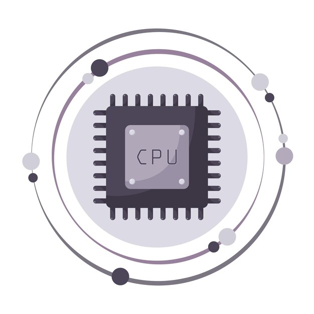 Unidad de procesamiento central de la cpu tecnología de microchips ilustración gráfica vectorial