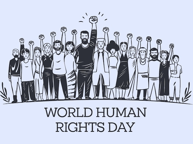 Unidos por los Derechos Humanos Un poderoso símbolo de fuerza y solidaridad vector e ilustración