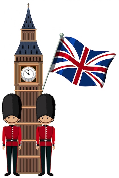 Uniforme británico real del soldado en Bib Ben Tower