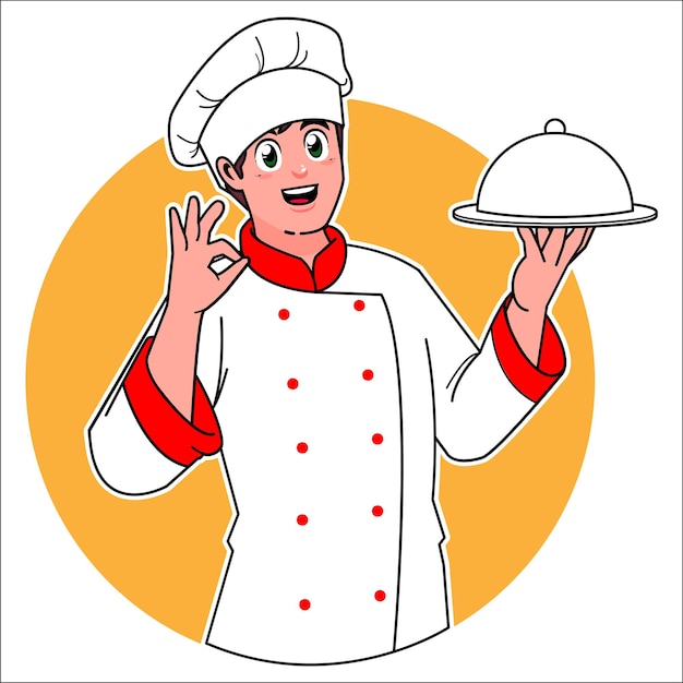 Uniforme de chef de ilustración de chef masculino
