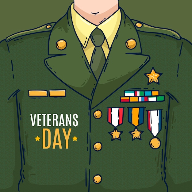 Uniforme del día de los veteranos de diseño plano