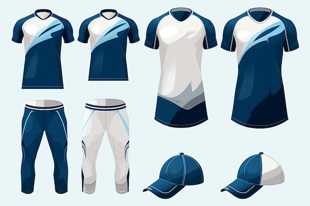 Vector uniforme de equipo deportivo y gorras