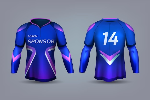 Vector uniforme de jersey de fútbol azul y violeta