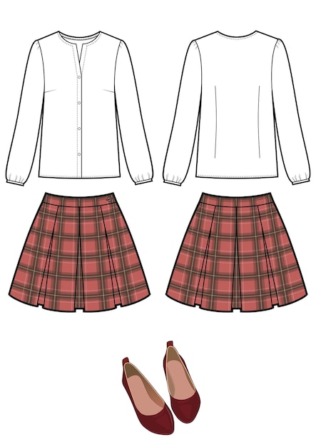 Uniformes escolares o universitarios. Conjunto de vectores de ropa para niños