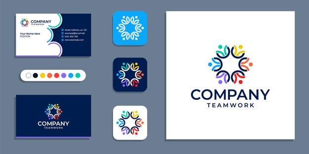 Unión, trabajo en equipo, logotipo corporativo de la unidad de personas y plantilla de inspiración para el diseño de tarjetas de presentación